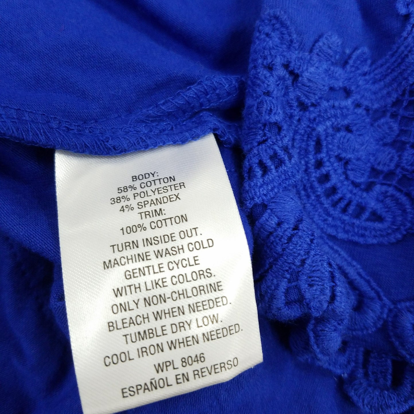 Charter Club Lace-Trim Top Modern Blue S