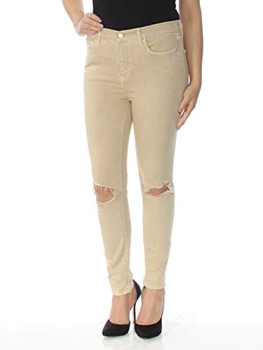 Free People Womens Denim Destroyed Skinny Jeans Tan 28