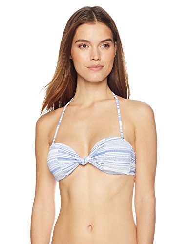 Mae Women's Swimwear First Mate Knot Center Smocked Bandeau Bikini Top ,X-Large