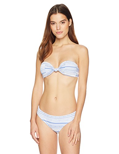 Mae Women's Swimwear First Mate Knot Center Smocked Bandeau Bikini Top ,X-Large
