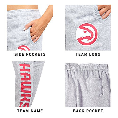 Ultra Game NBA Atlanta Hawks Women's Jogger Pants Active Logo Fleece Sweatpants,XL