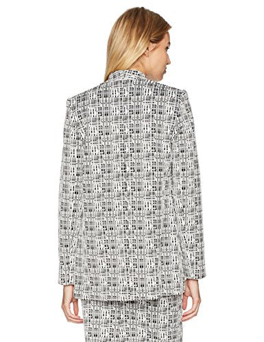 Calvin Klein Women's Printed Open Long Jacket, Black/White, 10