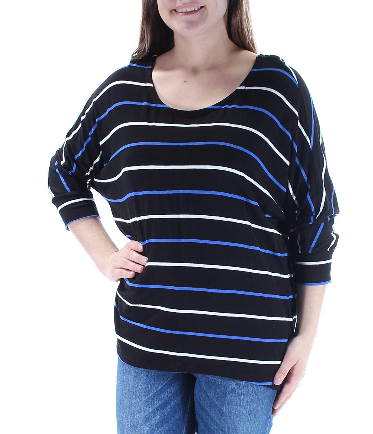 Maison Jules Women's Striped Dolman-Sleeve Top 20573MJ – Apparel Hut