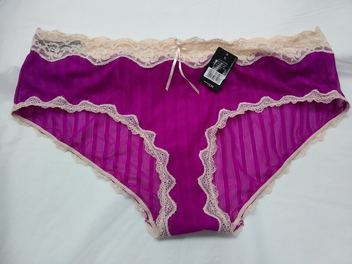 Heidi by Heidi Klum Mesh and Lace Striped Hipster Wild AsterSilver Peony XL