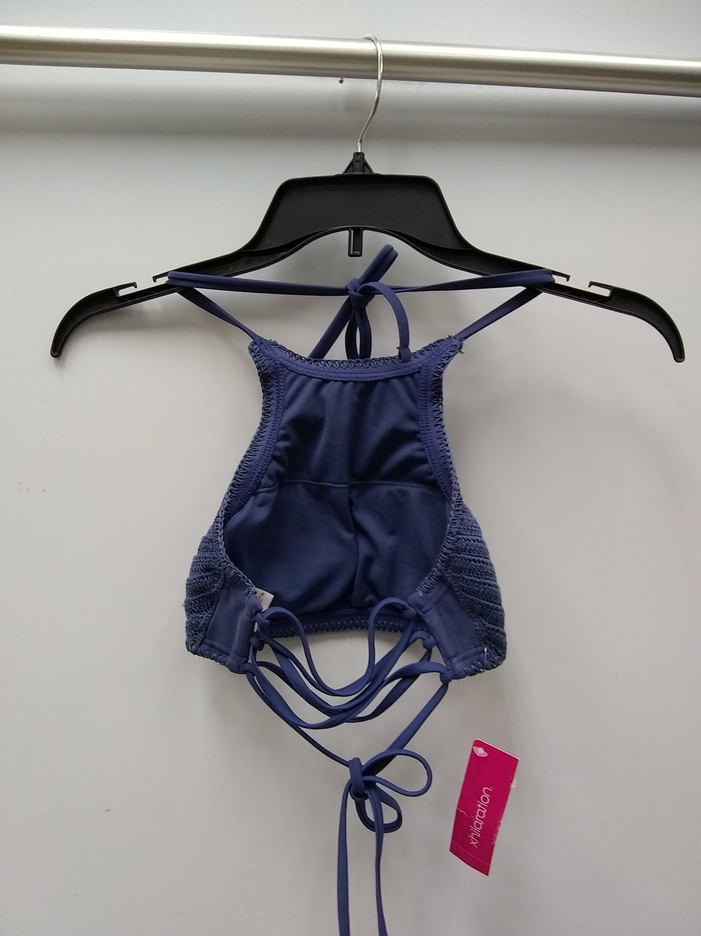 XHILARATION HALTER NECK CROCHET BIKINI TOP VINTAGE INDIGO XS