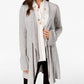 STYLE & CO Sweater Ruffle Sleeve Tweed Openfront Cardigan Lt Gray PL