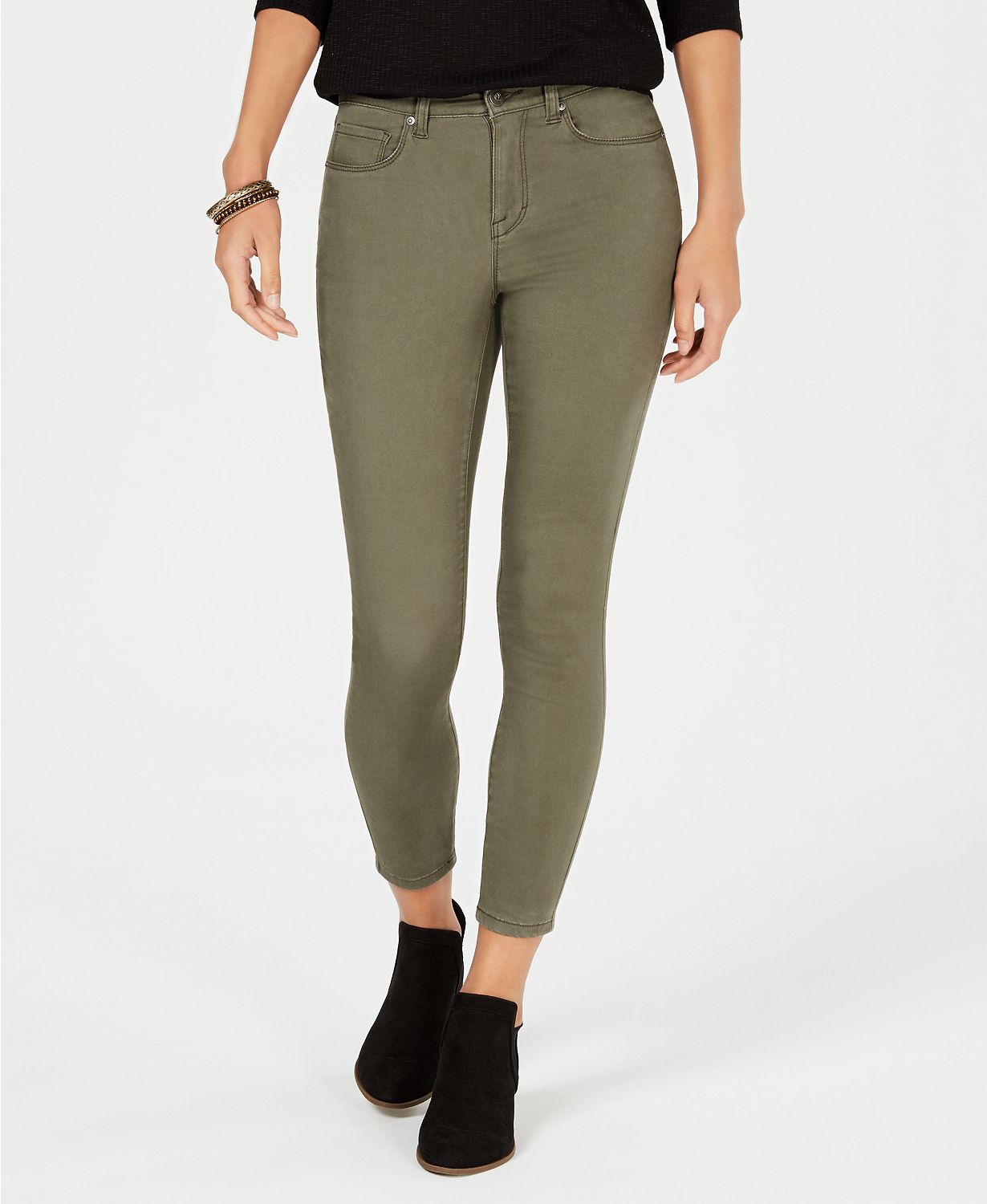 Style Co Super-Skinny Brushed Ankle Jeans Olive Night 6