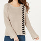 Style & Co Velvet Laceup Pull On Sweater  Beige M