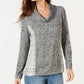 Style & Co  Cowlneck Longsleeve Plaid Mix Sweater Gray M