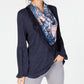 STYLE & CO  Long Sleeve Scarf Snit Top Navy PM