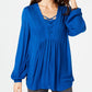 Style & Co Solid Laced Up Vneck Top Navy S
