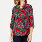 NY COLLECTION Allover Printed Top Dark Red PS