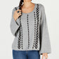 STYLE & CO Sweater Mixed Stitch Pullover Med Gray PS