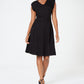 NY COLLECTION PETITE RIBBED A-LINE DRESS BLACK MIXBERRY PXS