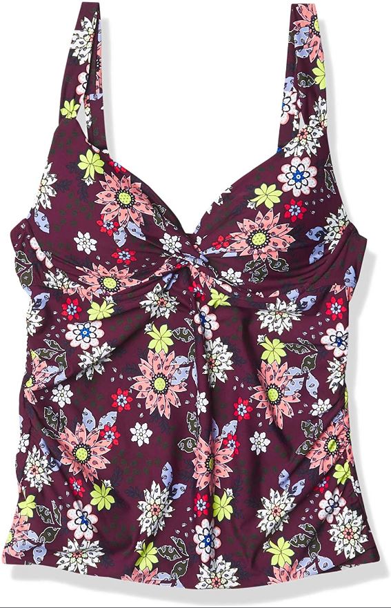 Anne Cole In Full Bloom Underwire Front Twist Shirred Tankini Top,  34D/32DD