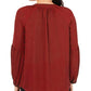 Women's Petite Balloon Sleeve Necklace Top Red PM