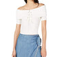 Sage The Label Off-The-Shoulder Lace-Up Top (White, L)