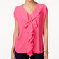 INC International Concepts Petite Ruffle-Front Top Intense Pink PM
