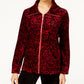 Karen Scott Petite Printed Velour Jacket Prussian Red PM