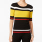 INC International Concepts Petite Striped Sweater Black Color Combo PXS