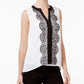 INC International Concepts etite Colorblocked Lace Top Washed White PM