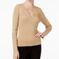 INC International Concepts Petite Cutout Sweater Gold PL