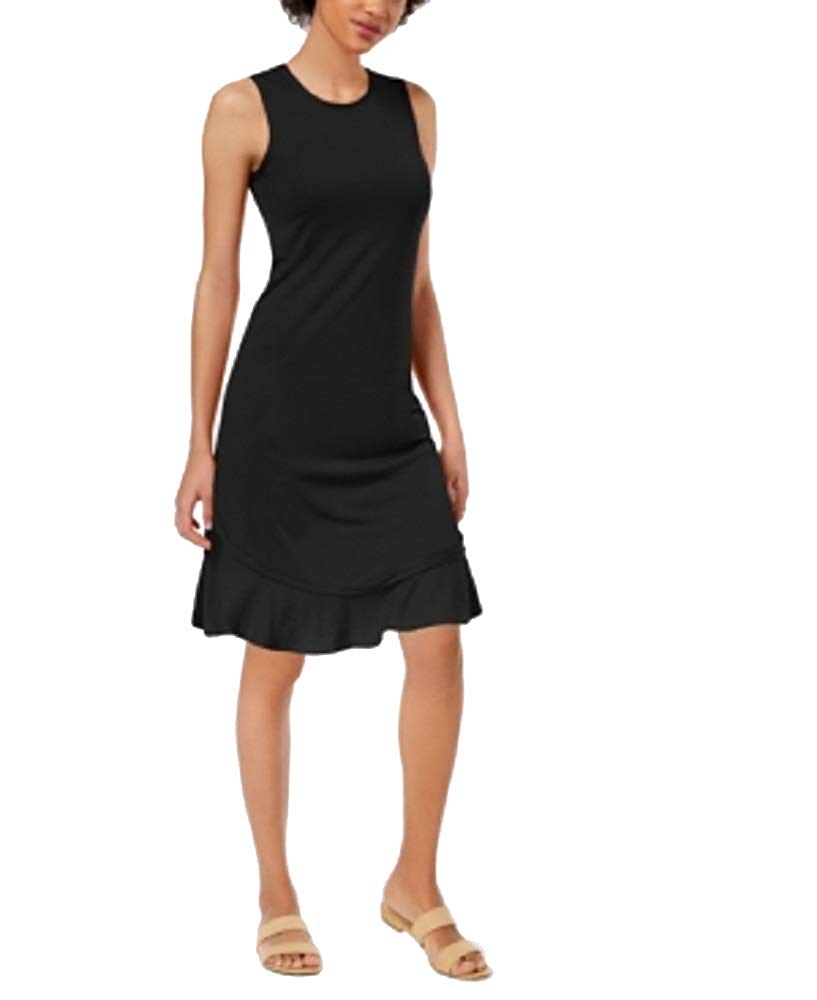 Maison Jules Ruffled-Hem A-Line Dress (Black, XS)