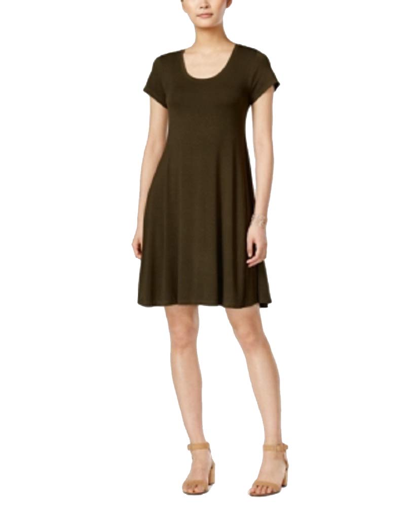 Style Co Petite Short-Sleeve Casual Dress Evening Olive PS