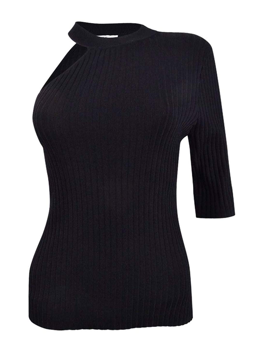 BAR III Cutout Pullover Sweater Black S