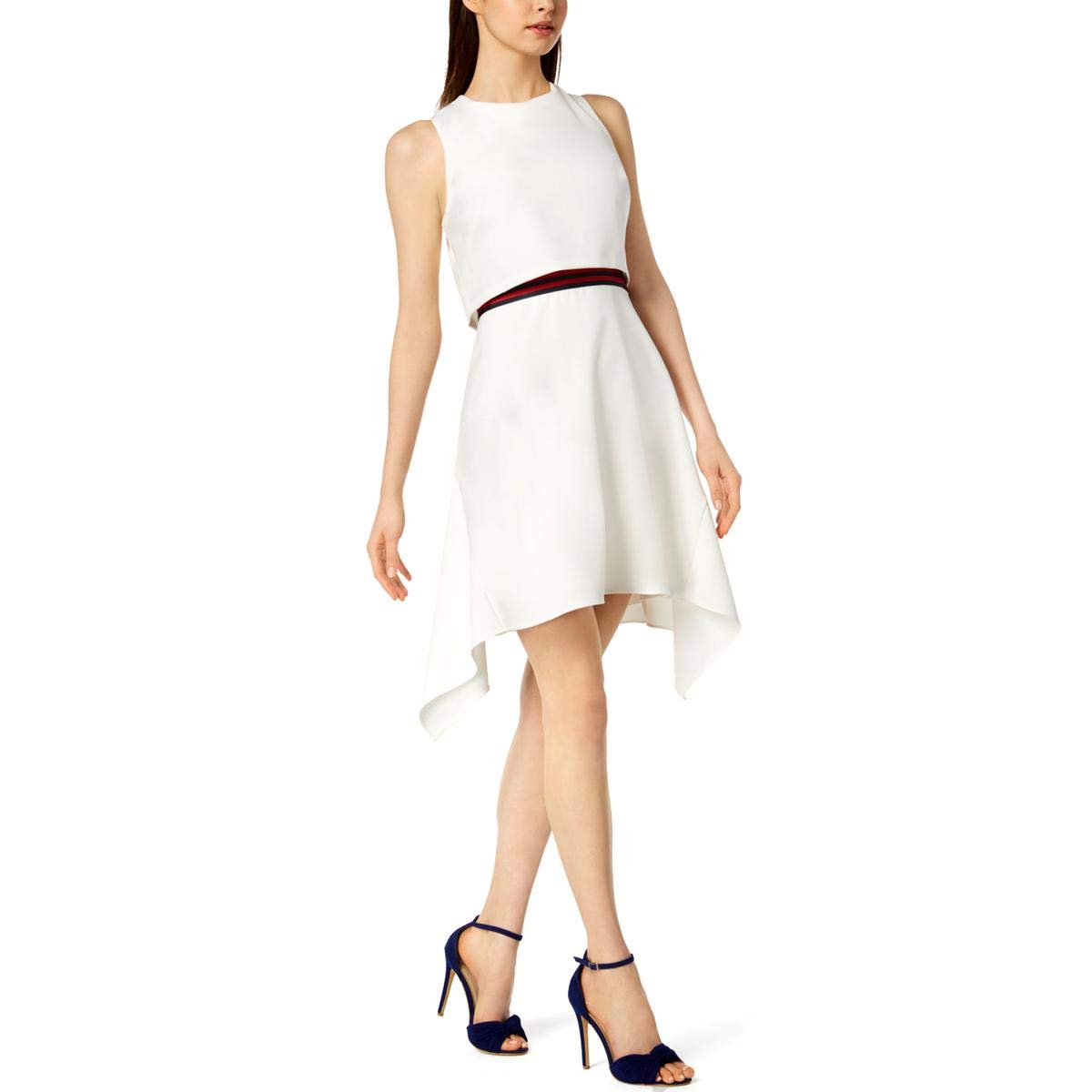 Julia Jordan Womens Layered Asymmetrical Mini Dress Ivory 10
