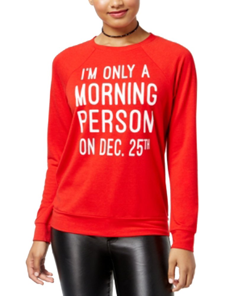 Pretty Rebellious Juniors' Morning Person Graphic Top (Red, S)