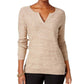 KAREN SCOTT Long Sleeve Marl Notchneck Pullover Brown PXL