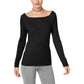 INC Womens Petites Ribbed Long Sleeves Sweater Black PS