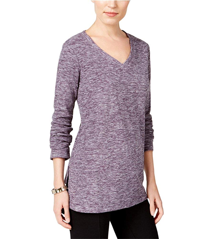 Style & Co. Womens Pullover Knit Sweater Purple PL - Petite