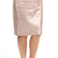 Bar III Womens Faux Leather Metallic Pencil Skirt Pink S