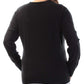 JM Collection Womens Petites Button-Cuff Knit Pullover Sweater Black PXL