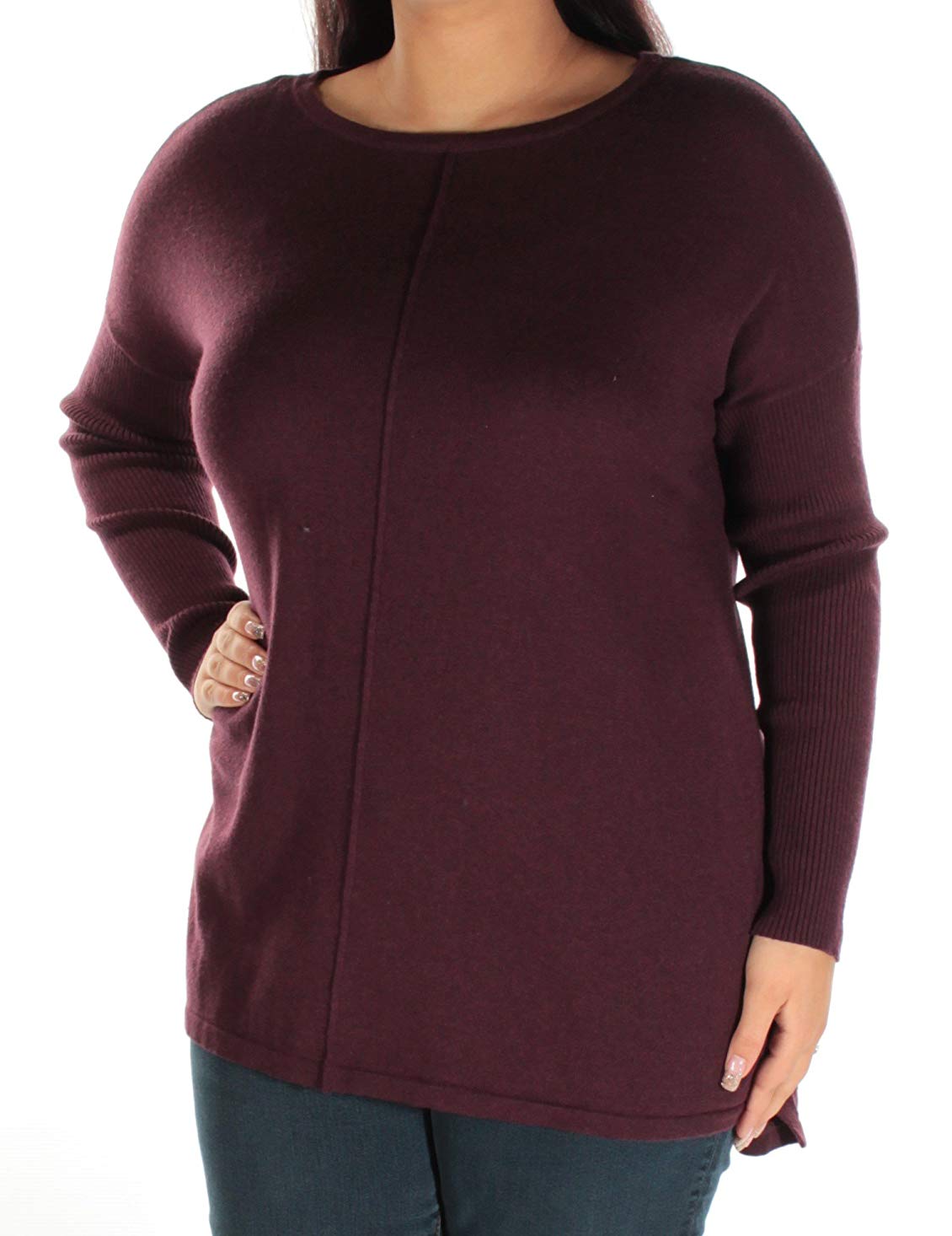 Style Co Petite Boat-Neck Sweater Tunic Dried Plum PL