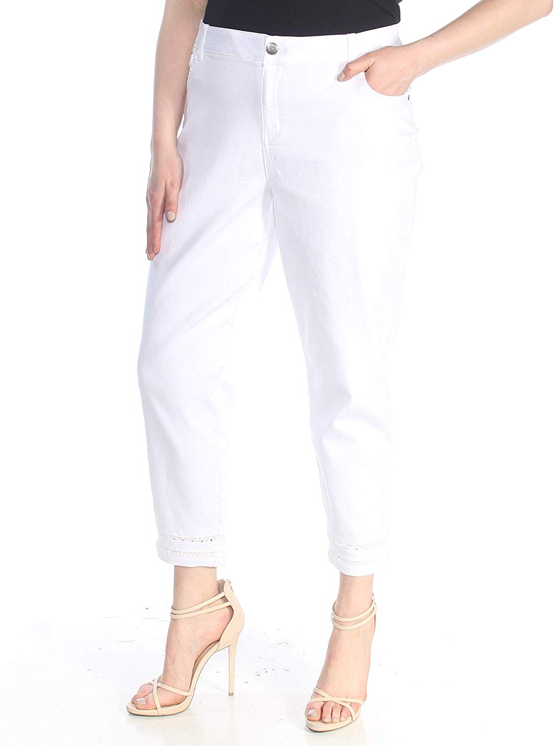 Style & Co Crochet-Cuff Capri Pants (Bright White, 18)
