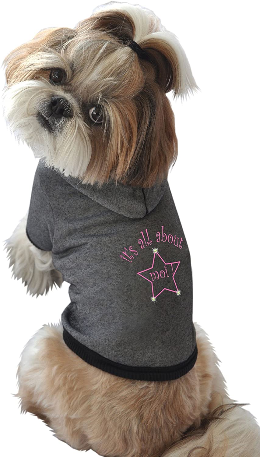 Ruff Ruff and Meow Dog Hoodie, Its All About Moi, Black, Small