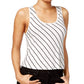 kensie Womens Jersey Striped Crop Top Vanilla Combo XL