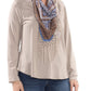 Style Co Petite Scarf-Neck Fringed Top Neutral Heather PXL