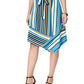 NY Collection Striped Asymmetrical Skirt Blue S