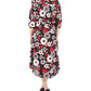 NY Collection Women's Petite Printed High Low V Neck Maxi Dress Black Floral PL
