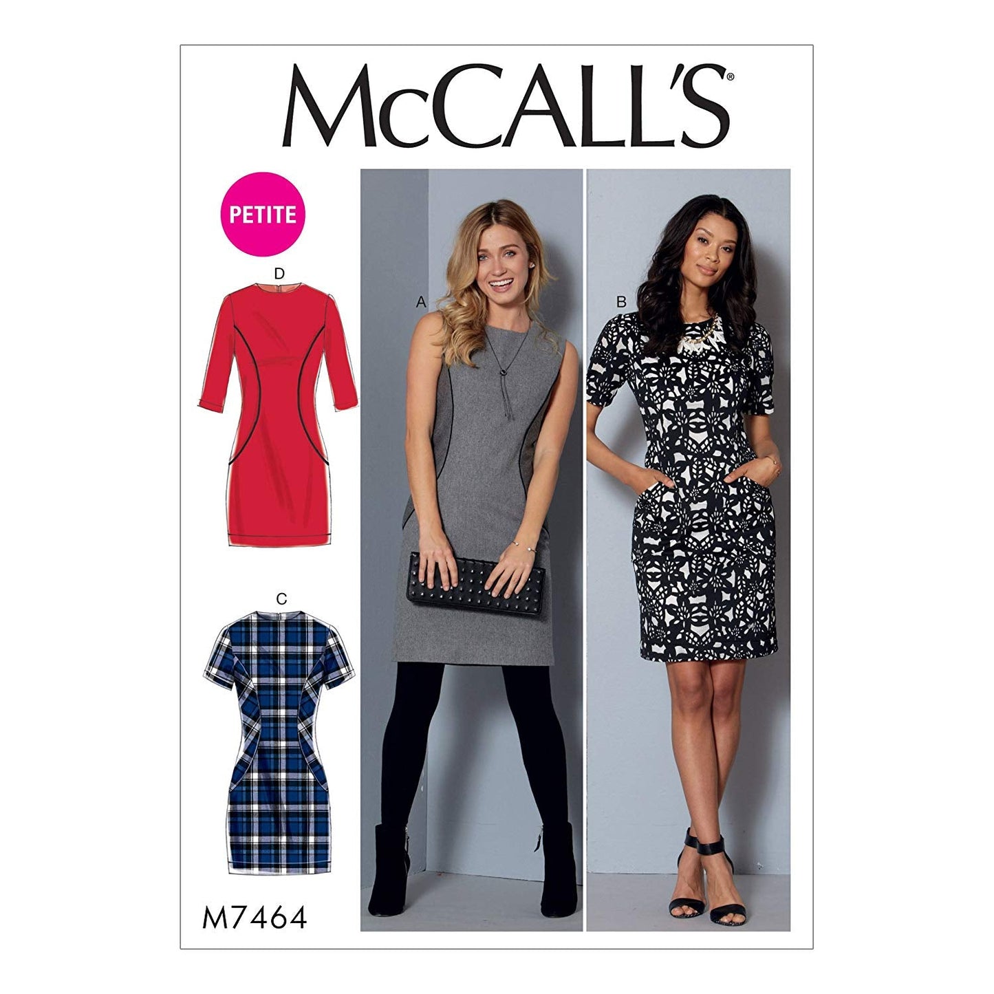 McCall's Patterns M7464A50 Miss Petite Paneled Dresses