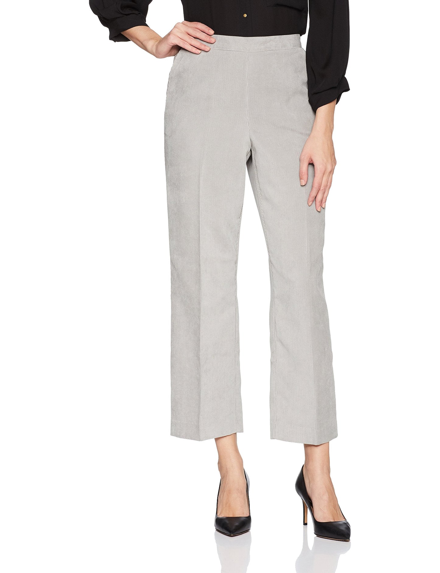 Alfred Dunner Pull-On Corduroy Pants Grey 16S
