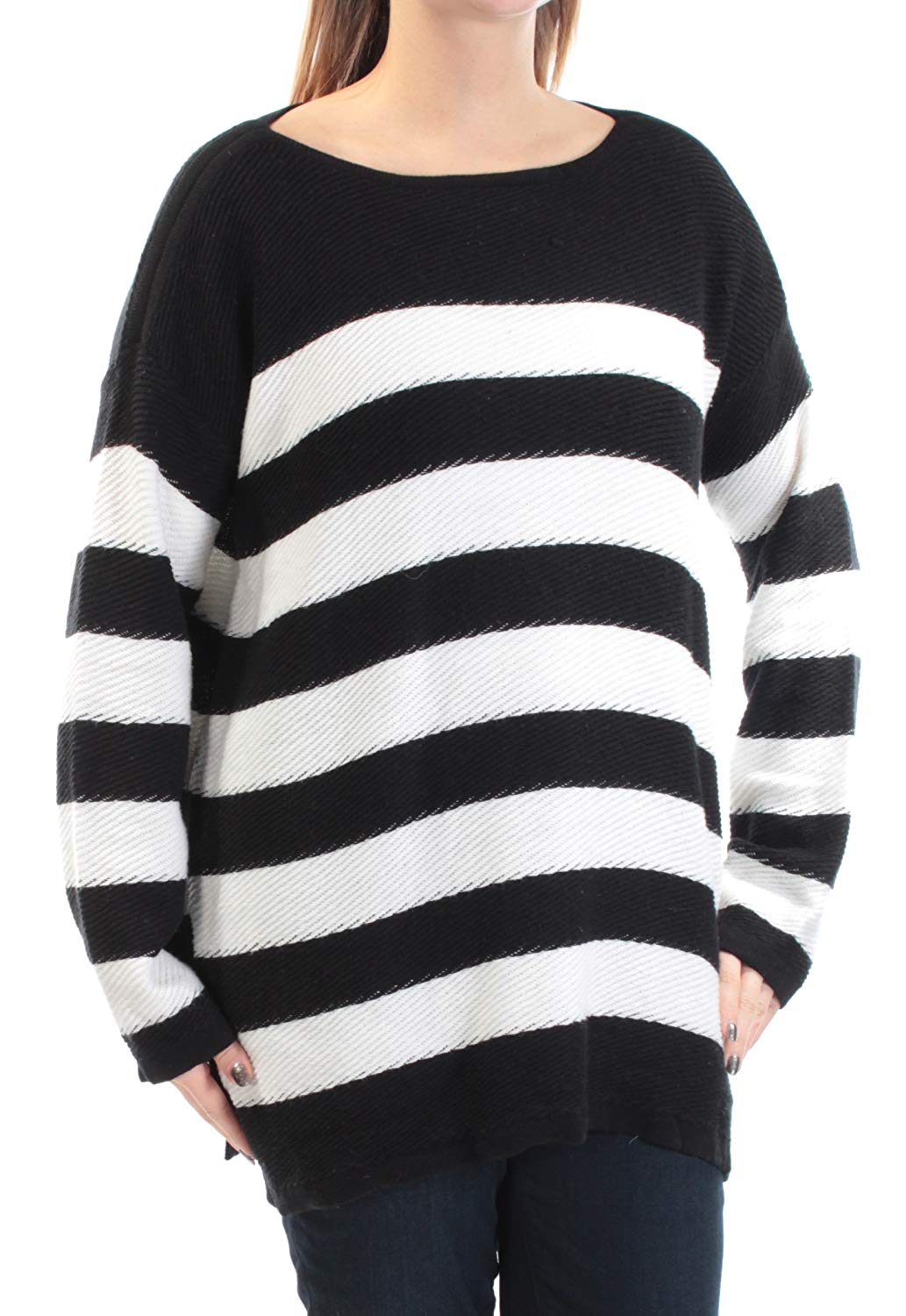 VINCE CAMUTO Women's Long Sleeve Textured Striped Sweater M