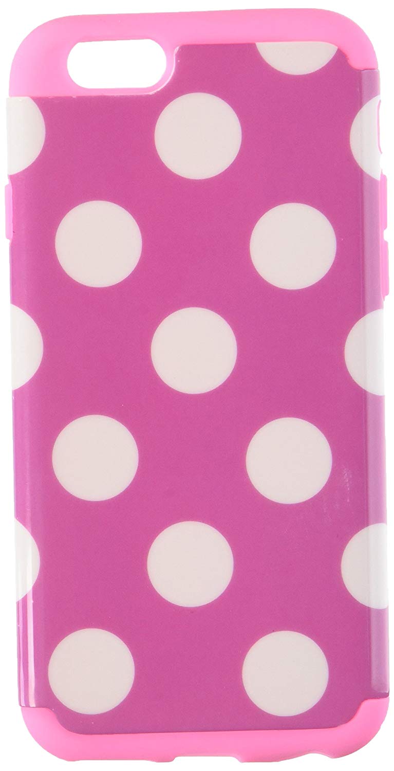 Eagle Cell iPhone 6 Hybrid Silicone Case - Retail Packaging - Polka Dots/White/Pink