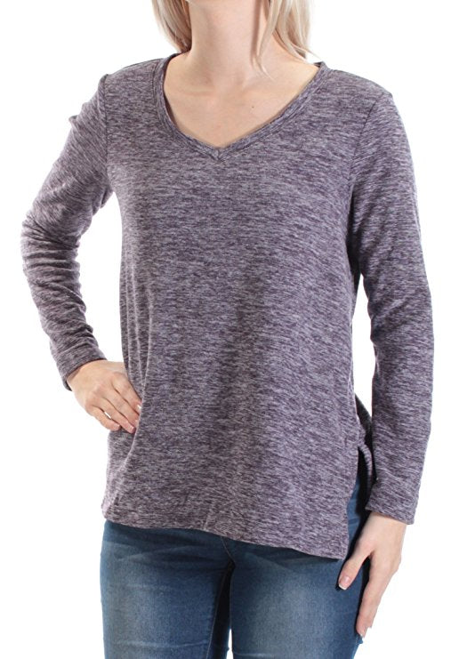 Style Co Petite Space-Dye Sweater Dark Grape PM