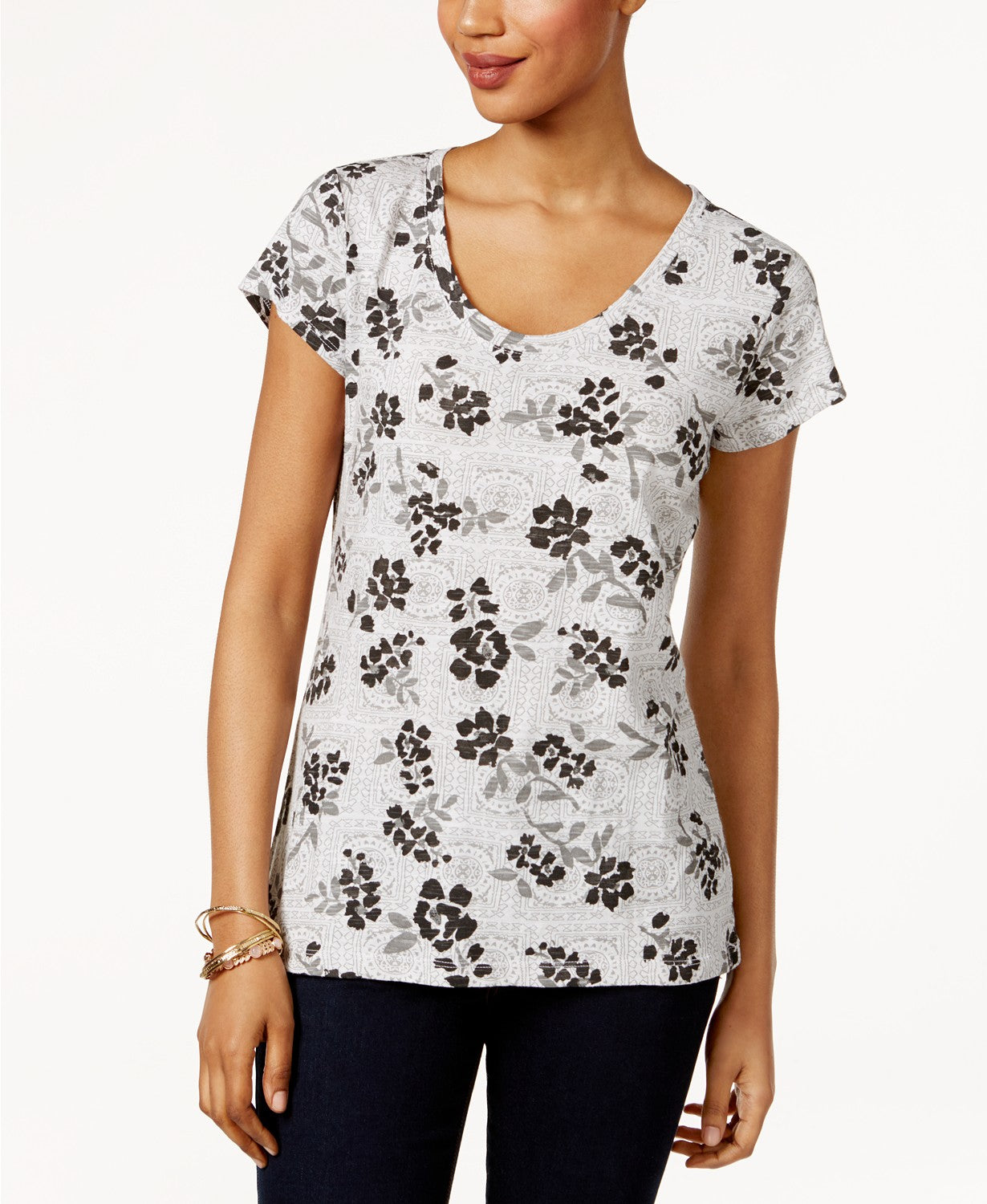 Style Co Cotton Printed T-Shirt Neutral S