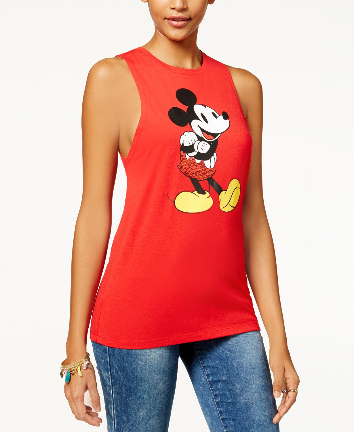 Disney Juniors Embellished Mickey Mo Red L